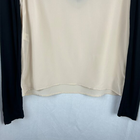 Diane Von Furstenberg DVF Nadia Blouse Women 6 Blush Nude Pink Black Lace Silk - Picture 7 of 8